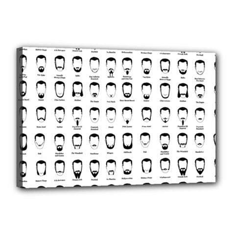 Beard Types Pattern Canvas 18  X 12  by Valentinaart