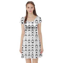 Beard Types Pattern Short Sleeve Skater Dress by Valentinaart