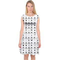 Beard Types Pattern Capsleeve Midi Dress by Valentinaart