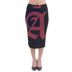 The Scarlet Letter Velvet Midi Pencil Skirt by Valentinaart