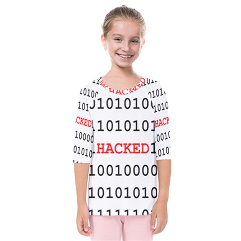 Binary Black Cyber Data Digits Kids  Quarter Sleeve Raglan Tee by Nexatart