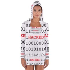 Binary Black Cyber Data Digits Women s Long Sleeve Hooded T-shirt by Nexatart