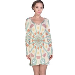 Blue Circle Ornaments Long Sleeve Nightdress by Nexatart