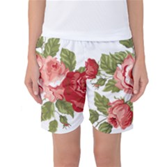 Flower Rose Pink Red Romantic Women s Basketball Shorts by Nexatart