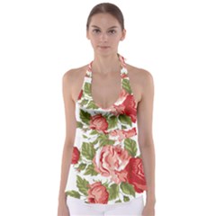 Flower Rose Pink Red Romantic Babydoll Tankini Top by Nexatart