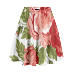 Flower Rose Pink Red Romantic High Waist Skirt by Nexatart