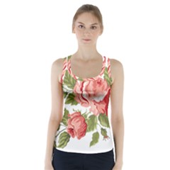 Flower Rose Pink Red Romantic Racer Back Sports Top by Nexatart