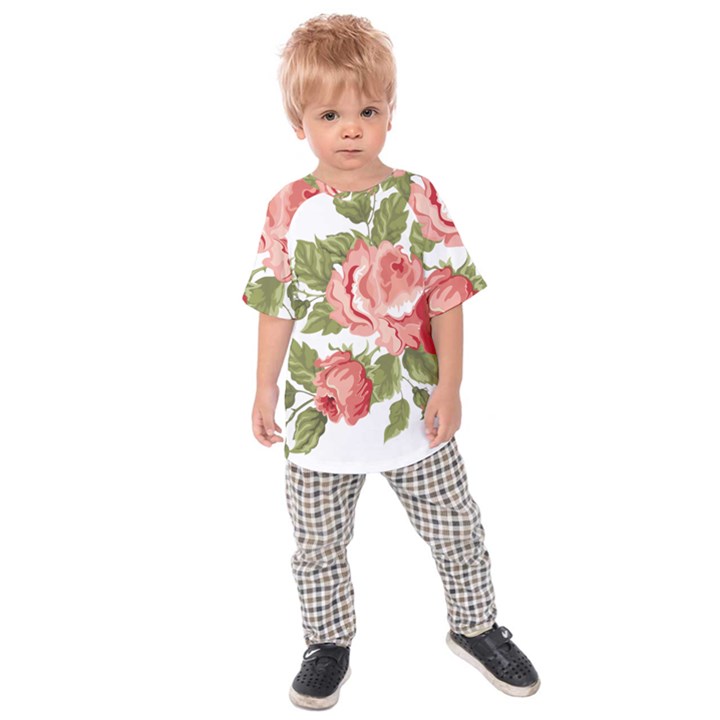 Flower Rose Pink Red Romantic Kids  Raglan Tee