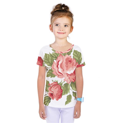 Flower Rose Pink Red Romantic Kids  One Piece Tee by Nexatart