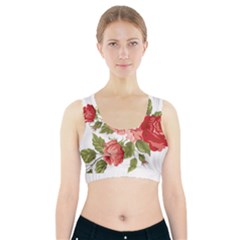 Flower Rose Pink Red Romantic Sports Bra With Pocket by Nexatart