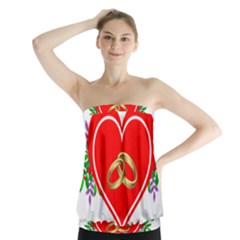 Heart Flowers Ring Strapless Top by Nexatart