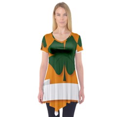 St Patricks Day Ireland Clover Short Sleeve Tunic  by Nexatart