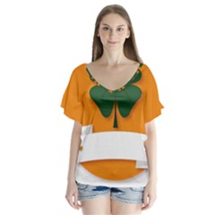 St Patricks Day Ireland Clover Flutter Sleeve Top by Nexatart