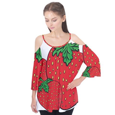 Strawberry Holidays Fragaria Vesca Flutter Tees by Nexatart