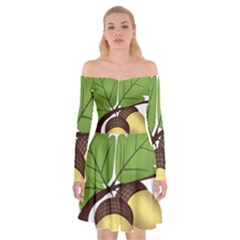 Acorn Hazelnuts Nature Forest Off Shoulder Skater Dress