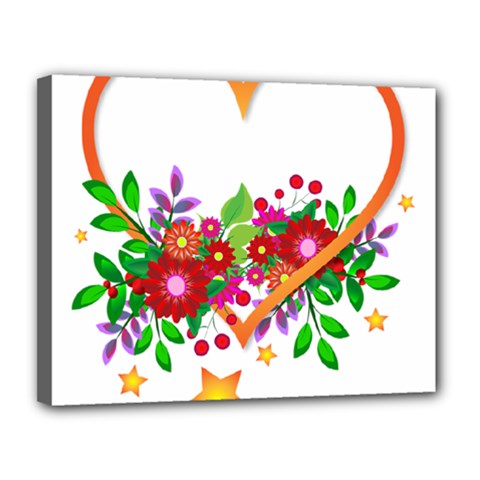 Heart Flowers Sign Canvas 14  X 11  by Nexatart