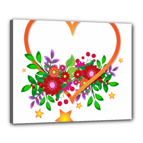 Heart Flowers Sign Canvas 20  X 16  by Nexatart