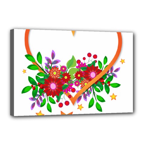 Heart Flowers Sign Canvas 18  X 12  by Nexatart