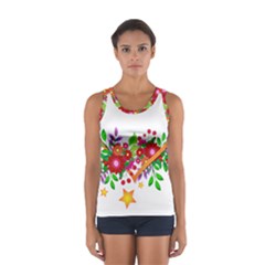 Heart Flowers Sign Women s Sport Tank Top  by Nexatart