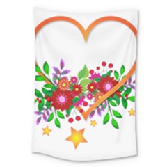 Heart Flowers Sign Large Tapestry by Nexatart