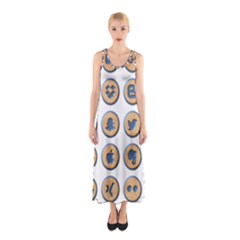 Social Media Icon Icons Social Sleeveless Maxi Dress by Nexatart