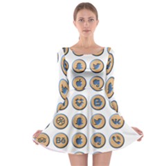 Social Media Icon Icons Social Long Sleeve Skater Dress by Nexatart