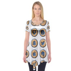 Social Media Icon Icons Social Short Sleeve Tunic  by Nexatart