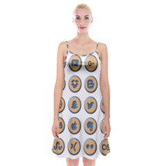 Social Media Icon Icons Social Spaghetti Strap Velvet Dress by Nexatart