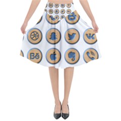 Social Media Icon Icons Social Flared Midi Skirt by Nexatart