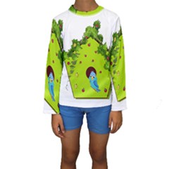 Bluebird Bird Birdhouse Avian Kids  Long Sleeve Swimwear by Nexatart