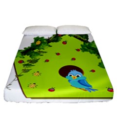 Bluebird Bird Birdhouse Avian Fitted Sheet (queen Size) by Nexatart