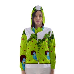 Bluebird Bird Birdhouse Avian Hooded Wind Breaker (women) by Nexatart