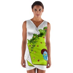 Bluebird Bird Birdhouse Avian Wrap Front Bodycon Dress by Nexatart