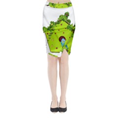 Bluebird Bird Birdhouse Avian Midi Wrap Pencil Skirt by Nexatart