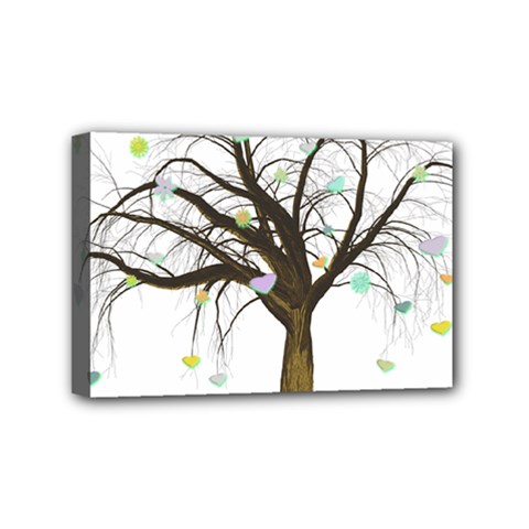 Tree Fantasy Magic Hearts Flowers Mini Canvas 6  X 4  by Nexatart