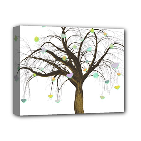 Tree Fantasy Magic Hearts Flowers Deluxe Canvas 14  X 11  by Nexatart