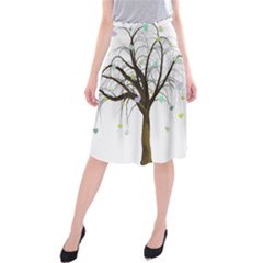 Tree Fantasy Magic Hearts Flowers Midi Beach Skirt by Nexatart