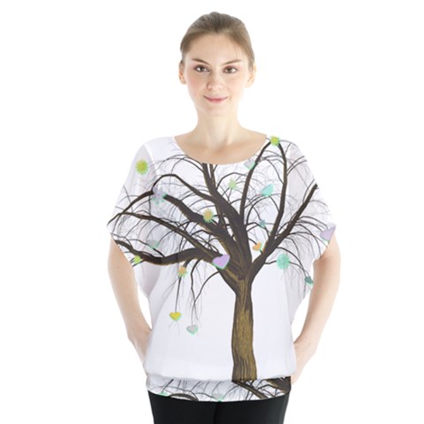 Tree Fantasy Magic Hearts Flowers Blouse by Nexatart