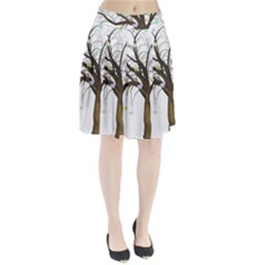 Tree Fantasy Magic Hearts Flowers Pleated Skirt by Nexatart