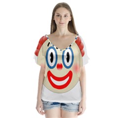 Clown Funny Make Up Whatsapp Flutter Sleeve Top by Nexatart