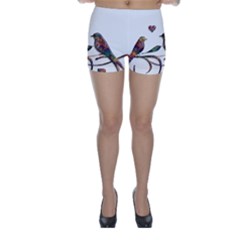 Birds Abstract Exotic Colorful Skinny Shorts by Nexatart