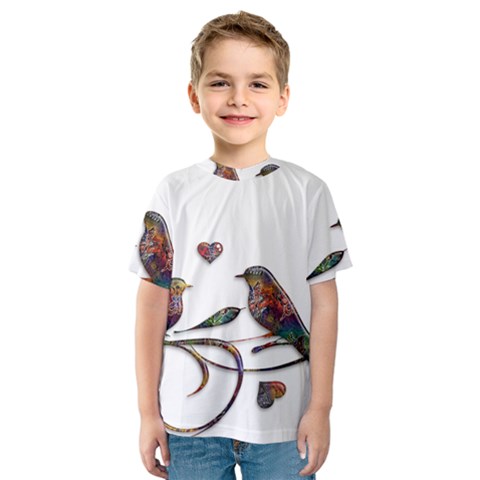 Birds Abstract Exotic Colorful Kids  Sport Mesh Tee by Nexatart