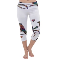 Birds Abstract Exotic Colorful Capri Yoga Leggings by Nexatart