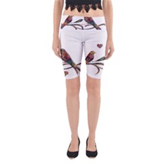 Birds Abstract Exotic Colorful Yoga Cropped Leggings by Nexatart