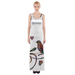 Birds Abstract Exotic Colorful Maxi Thigh Split Dress by Nexatart