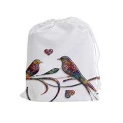 Birds Abstract Exotic Colorful Drawstring Pouches (extra Large) by Nexatart