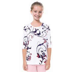 Scroll Border Swirls Abstract Kids  Quarter Sleeve Raglan Tee