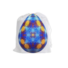 Easter Eggs Egg Blue Yellow Drawstring Pouches (large)  by Nexatart