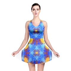 Easter Eggs Egg Blue Yellow Reversible Skater Dress by Nexatart