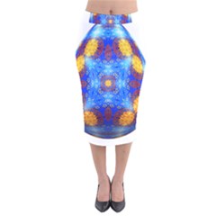 Easter Eggs Egg Blue Yellow Velvet Midi Pencil Skirt by Nexatart